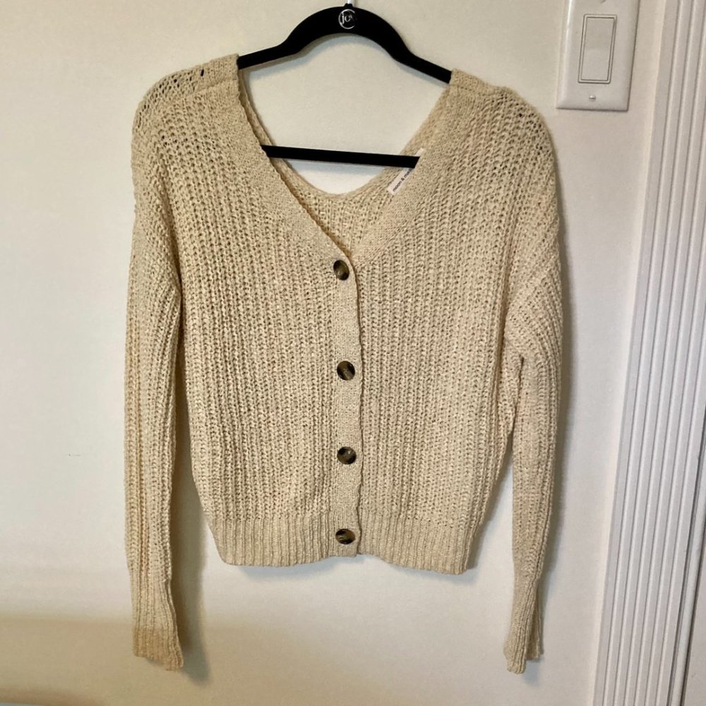 Waffle Knit Button Cardigan. Size M